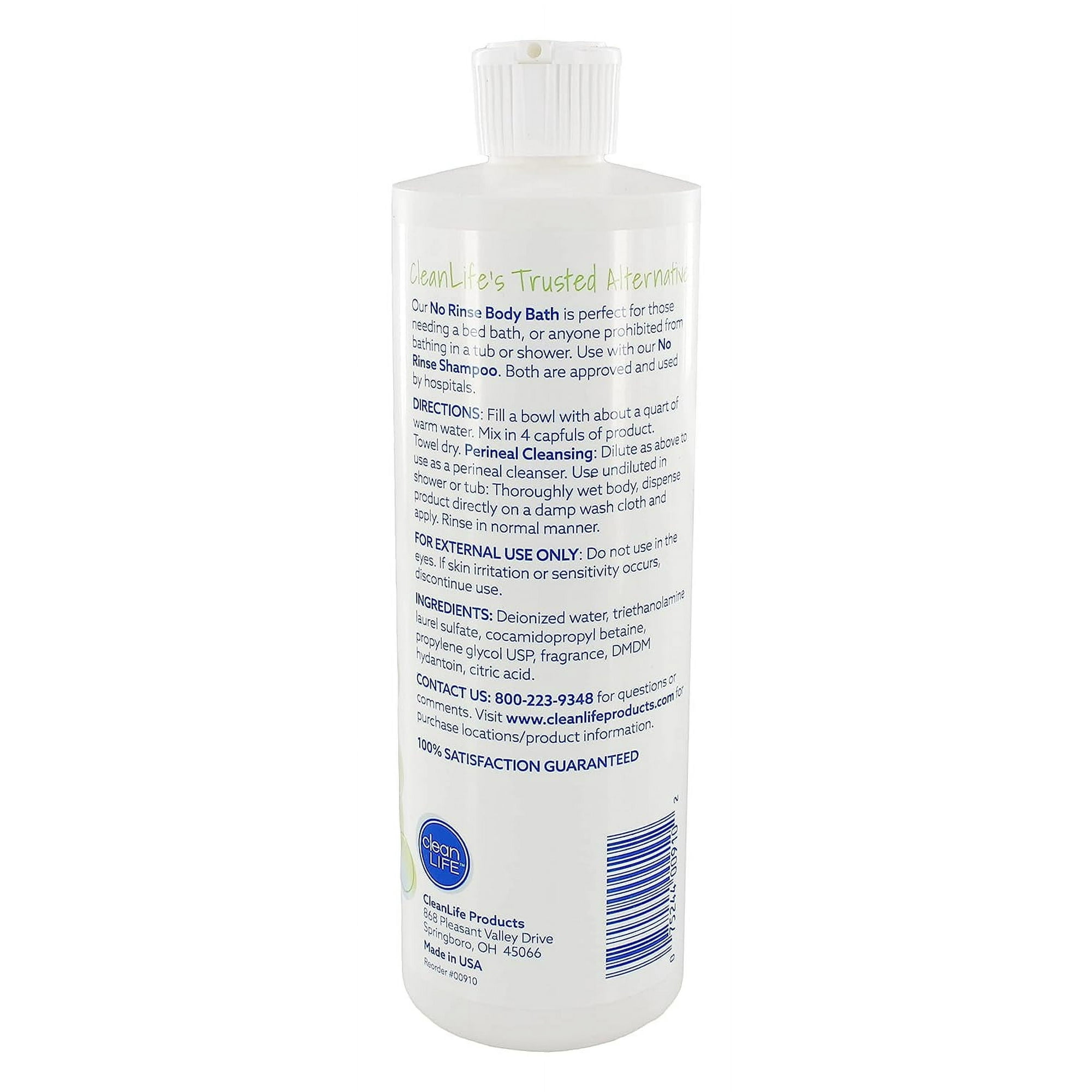 CleanLife Products No-Rinse Body Bath, Concentrated Formula, 16 oz, Pack of 3