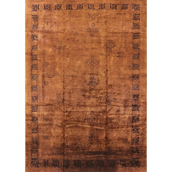 Ahgly Company Machine Washable Indoor Rectangle Industrial Modern Neon Orange Area Rugs, 2' x 5'