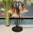 thumbnail image 4 of Bieye L10699 Lily Flowers Tiffany Style Blown Glass Accent Table Lamp Night Light with Blown Glass Shade for Bedside Living Room Bedroom Home Decoration, 4 Lights, Orange, 4 of 5