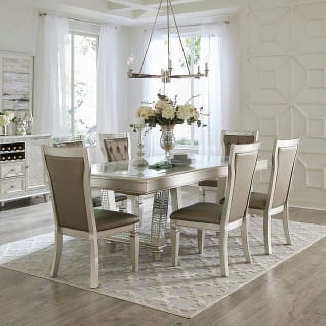 7pc Kitchen Set-Table with Glass Insert Top And Side Chair with