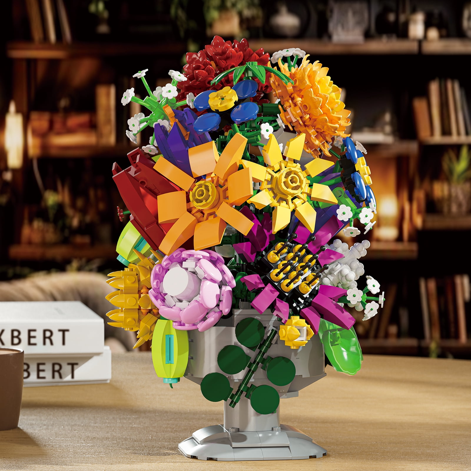 Honchoes Flowers Bouquet Building Set Compatible with Lego Botanical Home Decor Toy for Adults Boys Girls 1092Pcs