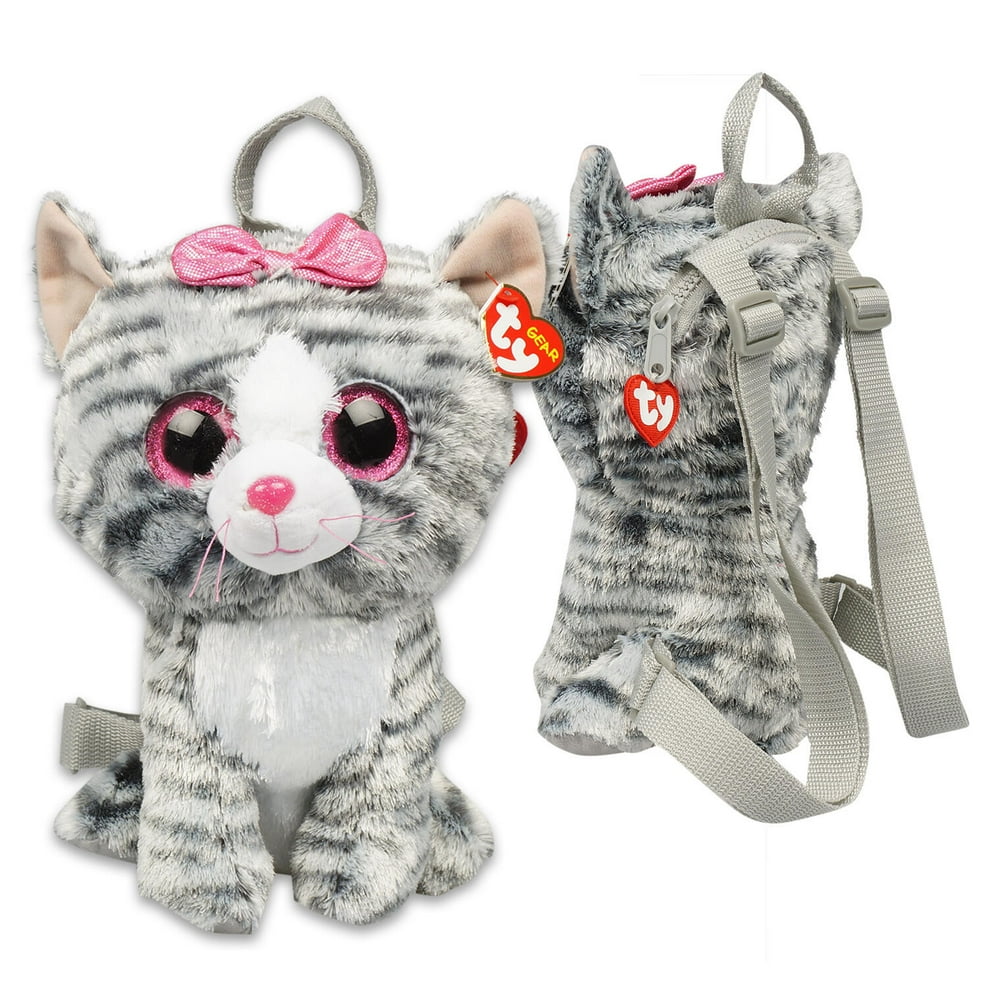 Licensed - TY Gray Cat Plush Backpack- 13