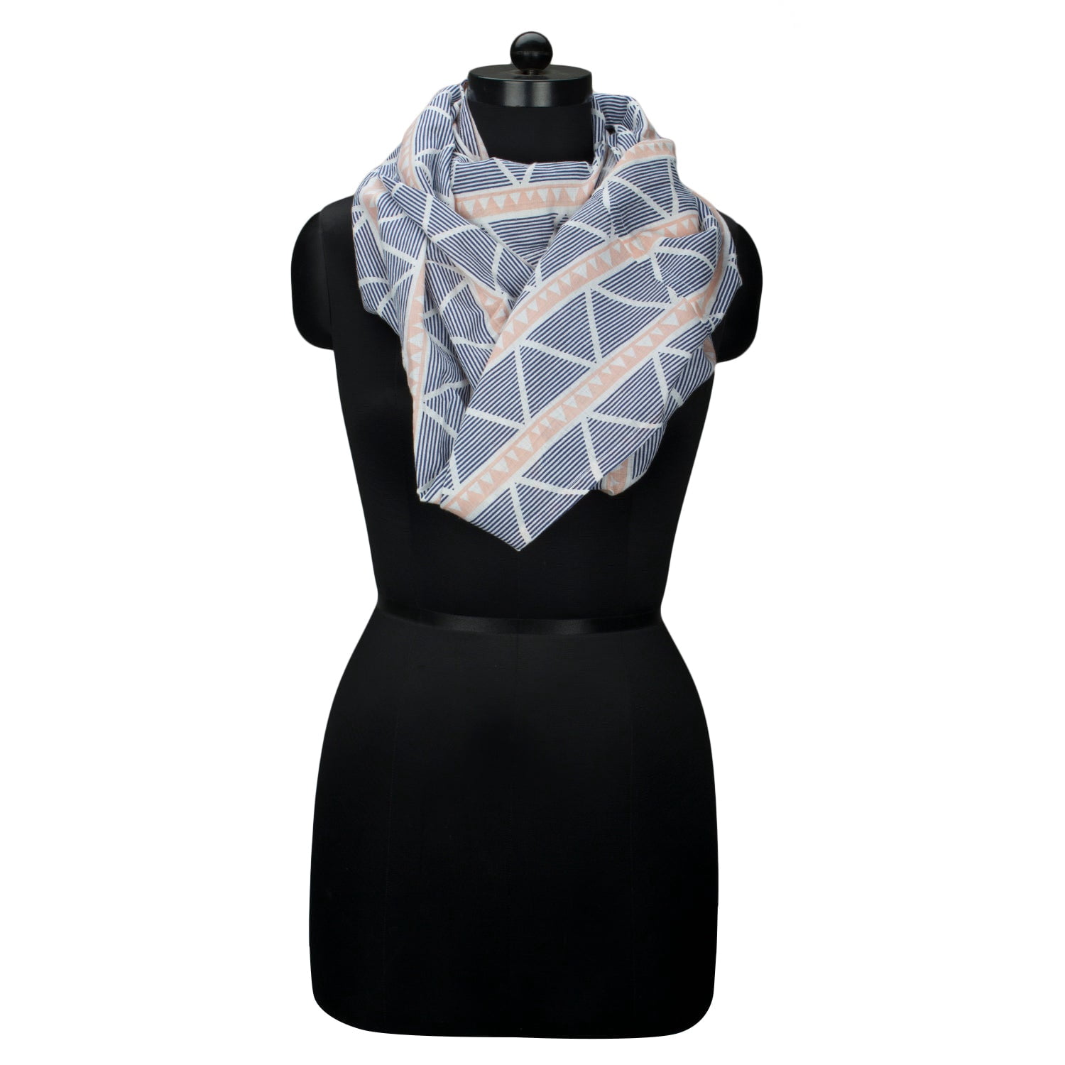 Bacati - Emma Large Triangles Coral/Navy Blue Muslin Nursing Scarf