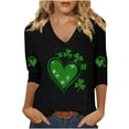 thumbnail image 2 of Odbmxy Women T Shirts V-Neck 3/4 Sleeve St. Patty's Day Womens Tops Plus Size Graphic Black Vacation Soft Casual Loose Shirts, 2 of 4
