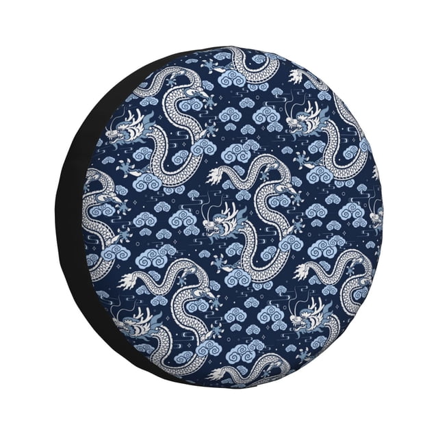 Fotbe Dragons Funda de Llanta de Repuesto con Estampado, Engrosada, Ajuste Universal para Jeep, Remolque, RV, SUV, Camión-14 inch