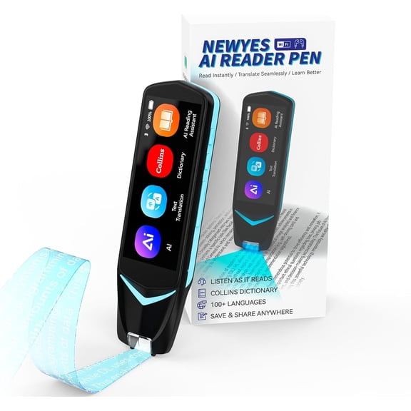NEWYES AI Pen, Reading Pen for Dyslexia Scan Reader Pen 4 Text to Speech Device Translator Pen, Photo Translation OCR 16GB Bluetooth Pen Scanner for Students Adults (Blue) (3.99")