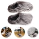thumbnail image 2 of par de pantuflas cálidas con borlas unisex para hombre y mujer, de felpa, peludas, para interior y exterior, cómodas pantuflas de casa para invierno, talla 40-41, 2 of 7
