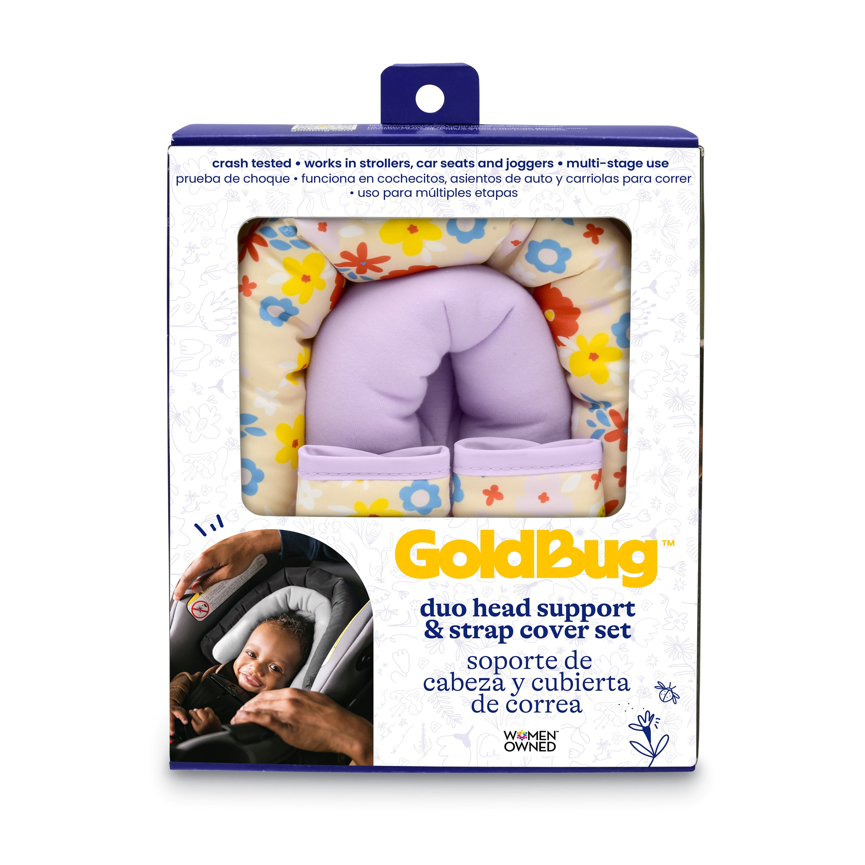 Goldbug Girl's Duo Head Support and Strap Cover Set Floral