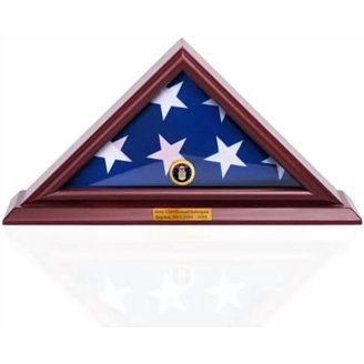 Military Burial Flag Display Case - 5' X 9.5' Funeral Flag Box With Tempered Glass, Rustic Wood