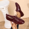 thumbnail image 5 of Women's Lace Up Oxford Dress Shoes Solid Color Patent Leather Slip On Loafers Comfortable Non Slip Walking Shoes Red Size 6, 5 of 9