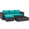 thumbnail image 3 of Modway Convene 3 Piece Outdoor Patio Sofa Set in Espresso Turquoise, 3 of 7