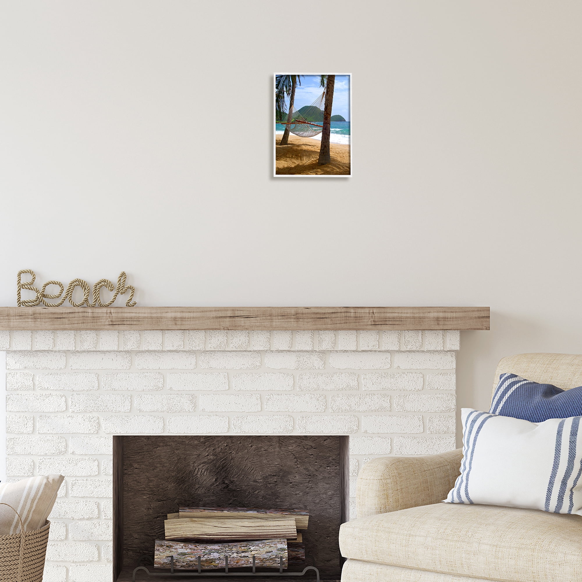 Stupell Industries Hammock on Palm Trees Nature Photography White Framed Art Print Wall Art, 11 x 14