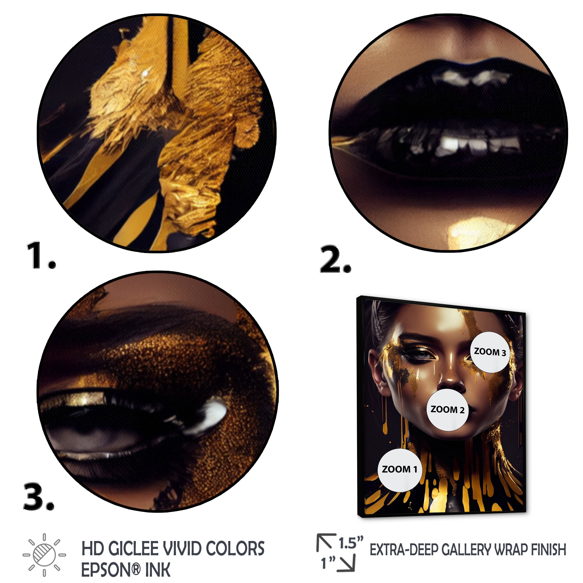 Designart Sensual Liquid Gold Woman II Floating Frame Wall Art