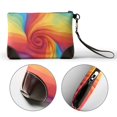 thumbnail image 5 of Leather Clutch 8 X 5. 5 In Wrist Strap And Hand Bag Easy To Carry Lightweight Waterproof And Durable Red Tie Dye Background Rainbow Colors (2), 5 of 6