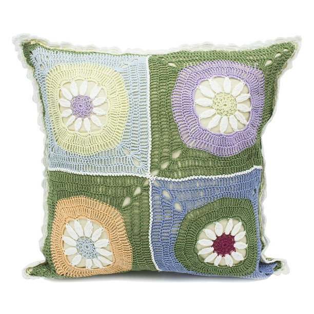 Fennco Styles Handmade Floral Design Crochet Lace Decorative Throw Pillow Cover 16 Square 100 Cotton Case Insert Style 3 Walmart Com Walmart Com