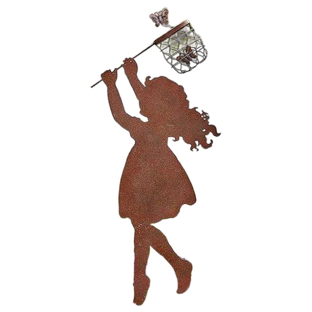 Fzaqwen Metal Silhouette Yard Art Statue for Garden Backyard Planter Ornaments Girl