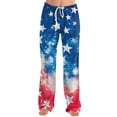 thumbnail image 5 of 4th Of July Pants for Women United States USA Flag Print Elastic High Waist Trousers Wide Leg Casual Daily Wear Soft Pajama Bottoms, #01 Blue, XXL, 5 of 5