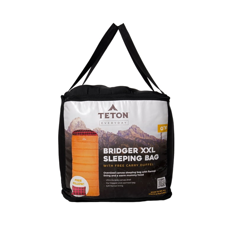 Teton Bridger XXL 0°F Sleeping Bag – Extra‑Wide Canvas Outdoor Bag
