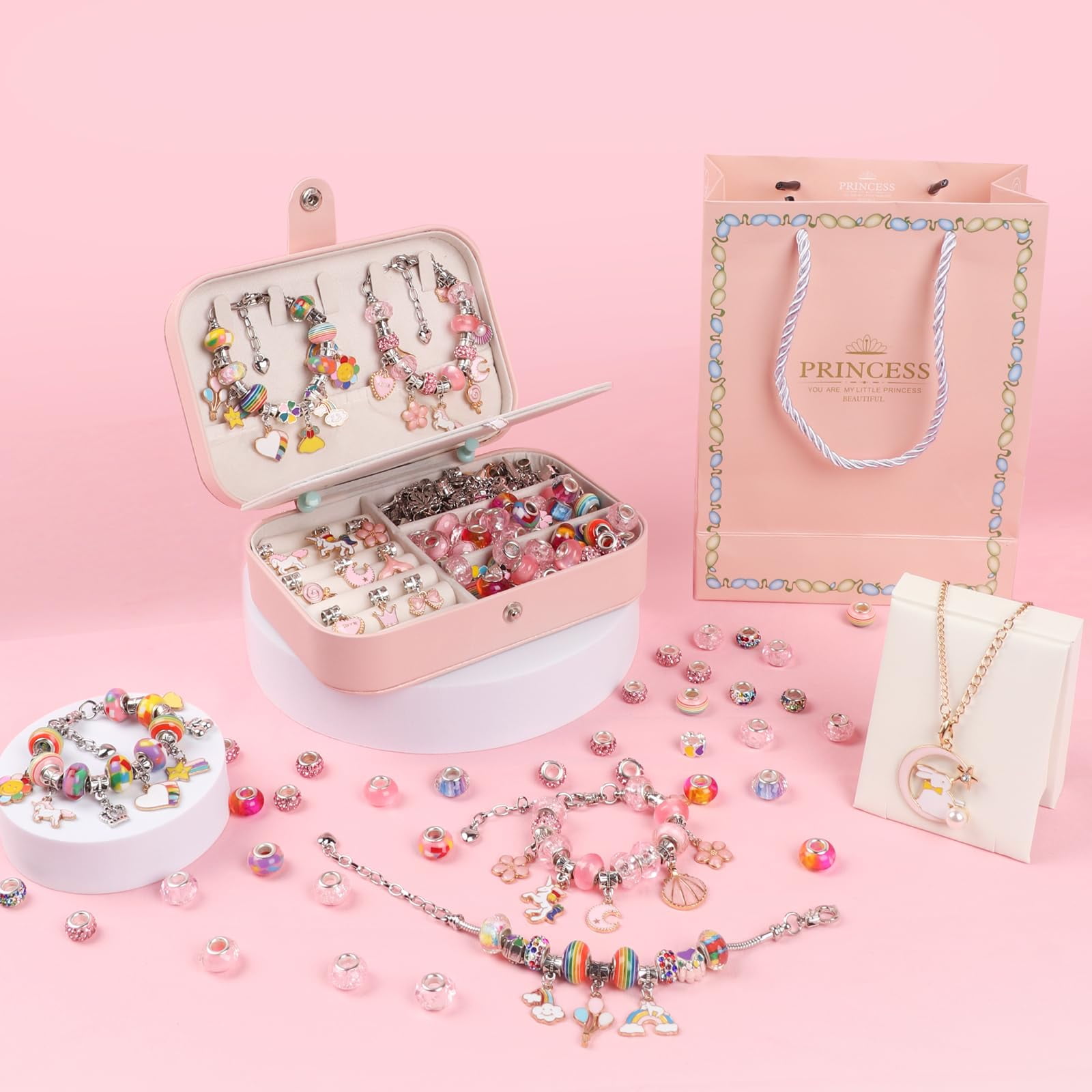 Charm Bracelet Making Kit -135 Pcs DIY Jewelry Making Kit, Bracelet Making Kit DIY Art & Craft Kit for Girls 8-12 Birthday Gifts Christmas,New Year Gifts