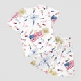 thumbnail image 5 of NOLDARES 4th of July Little Boy Outfit USA Patriotic Embroidery Short Sleeve Round Neck T-Shirt and Pull-on Shorts with Pockets 2Pcs Set(Red,11-12 Y), 5 of 5