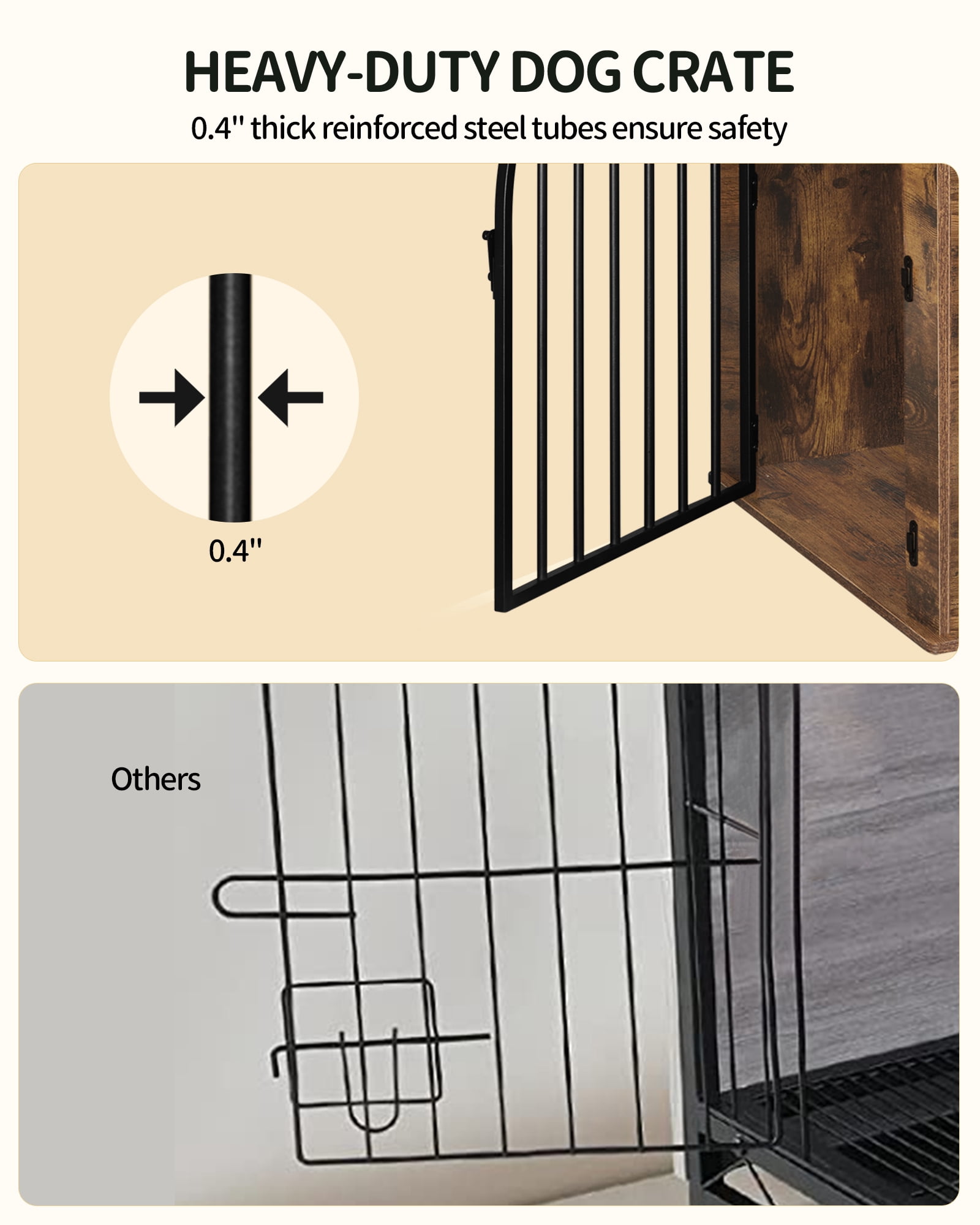 44.1" Dog Crate Furniture, 3 Door Wooden Dog Crate Furniture for Small/Medium/Large Dog,Rustic Brown