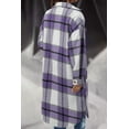 thumbnail image 4 of ONLYSHE Womens Plaid Shacket Jacket Long Corduroy Shirt Casual Lapel Button Down Flannel Trench Coats, 4 of 5