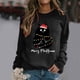 thumbnail image 3 of Ropa de Feliz Navidad para mujer, Jersey ligero de dibujos animados con Gato esponjoso, sudaderas gráficas dulces para mujer, 3 of 5