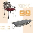 thumbnail image 2 of 9-Piece Patio Dining Set for 8, All Weather Cast Aluminum Outdoor Funiture Table and Chairs Set - 94.5” Rectangular Table and 8 Cushioned Dining Chairs, 2" Umbrella Hole, Chili Red, 2 of 8