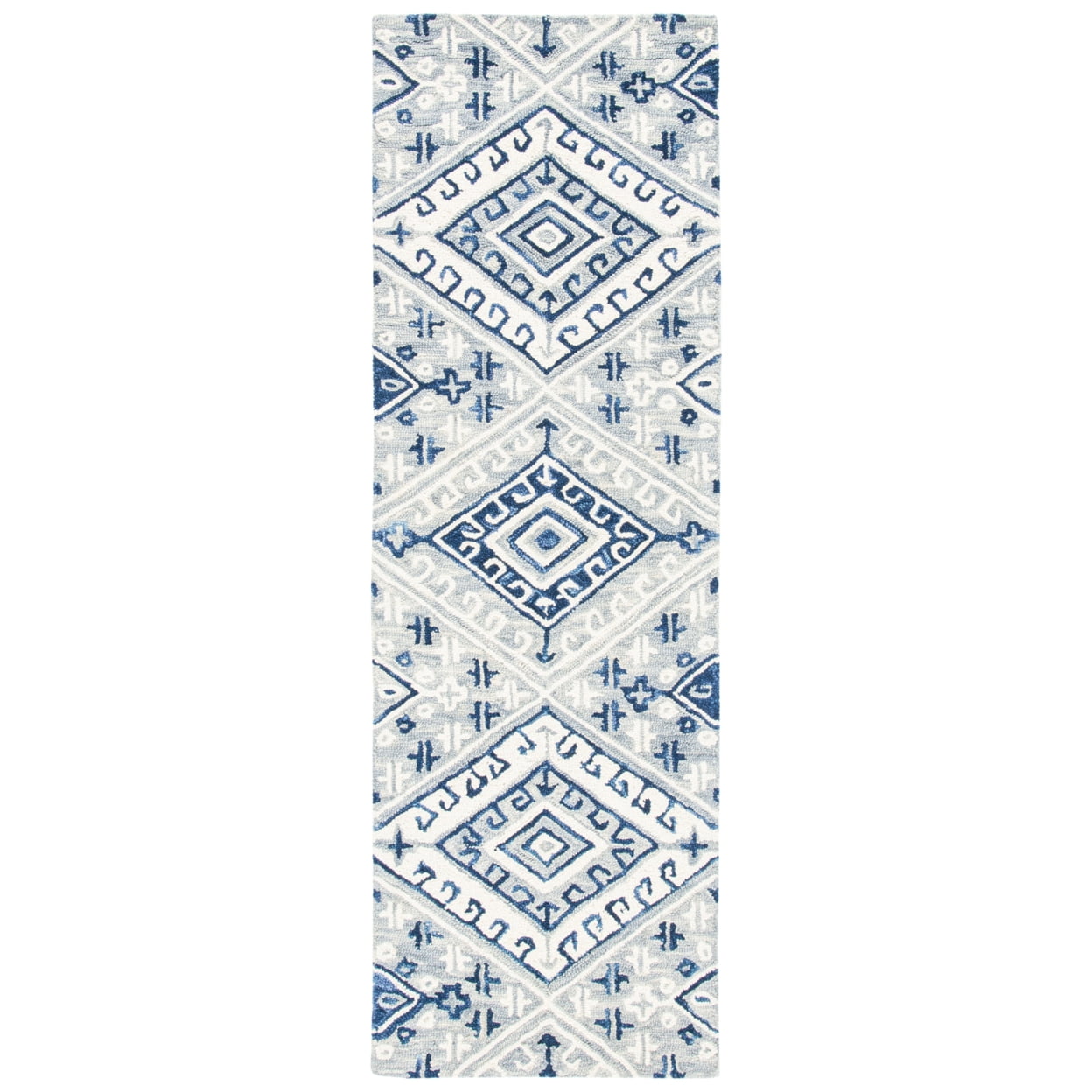 SAFAVIEH Aspen Celandine Geometric Hexagons Wool Area Rug, Grey/Navy, 5' x 8'