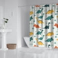 thumbnail image 2 of Light Green Dinosaurs Leaves Pattern Shower Curtain 72"x72" ,Bathroom Decorative Shower Curtains Set with 12 Hooks,Modern Waterproof Washable Shower Curtain, 2 of 6