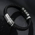 thumbnail image 5 of Leather Bracelet for Men Braided Cuff Wristband Stainless Steel Clasp in Silver and Gold Jewellery Gift, 5 of 6