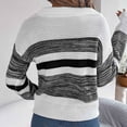 thumbnail image 5 of WEAIXIMIUNG Female Cropped Cardigan Sweaters for Women Women'sWinter Casual Collar Contrast Stripe Long Sleeve Knitted Pullover Sweater S Red Sweaters for Women, 5 of 9
