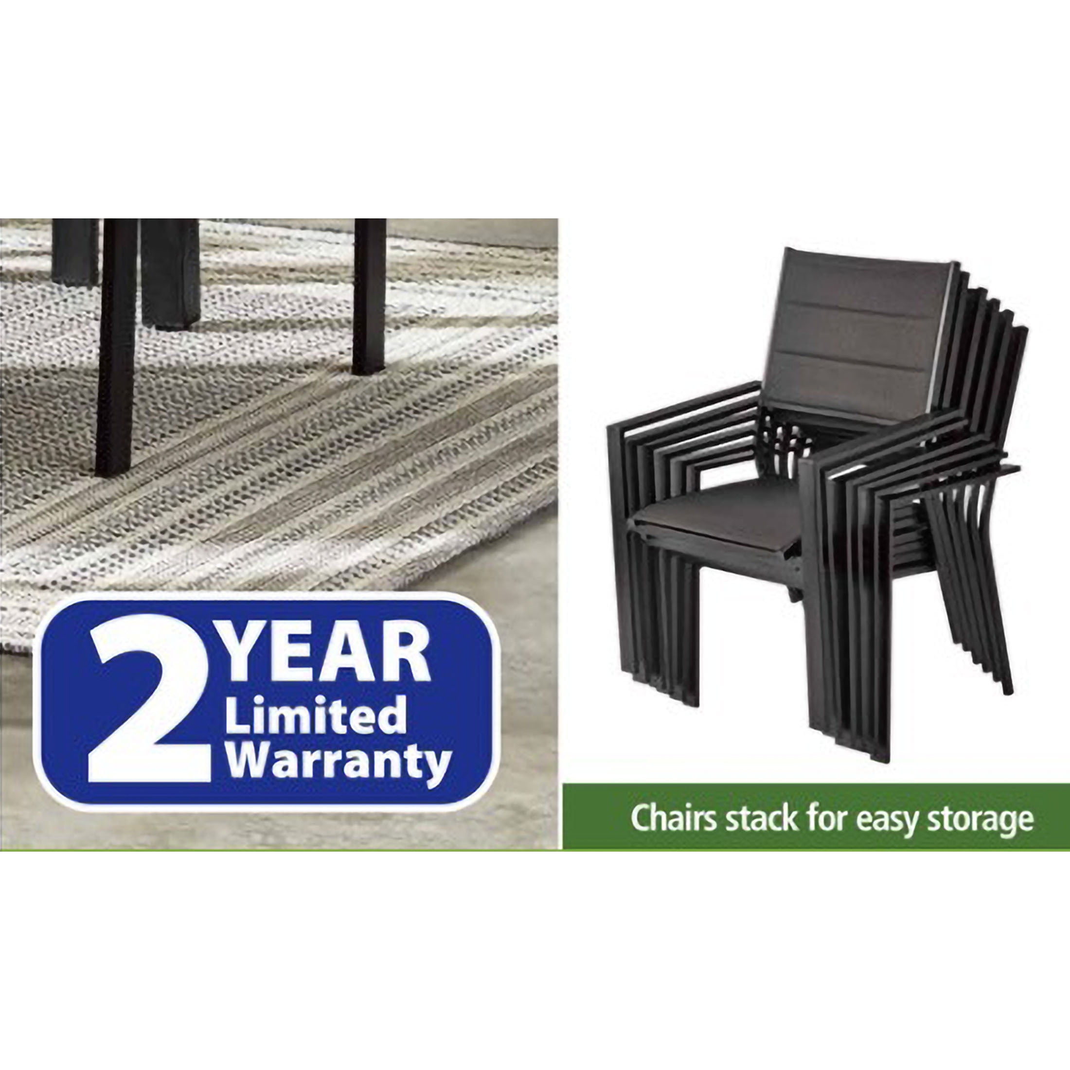 Mainstays Dashwood 7-Piece Steel Outdoor Dining Set, Black
