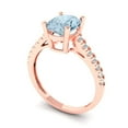 thumbnail image 2 of 2.21 ct Oval Cut Natural Sky Blue Topaz Solitaire with Simulated Diamond Accents 18K Rose Gold Womens Engagement Ring, 2 of 5