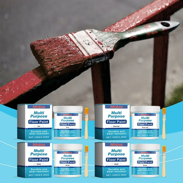 Mejor pintura multiusos para suelos de hormigón, madera y metal: duradera, de secado rápido, con poco olor, 150 ml con pincel