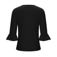 thumbnail image 4 of UQJfacai Womens Button Down Shirts Spring Summer Half Bell Sleeve Tops Pleated Casual Slim Fitted Tunic Blouses S-2XL, 4 of 7