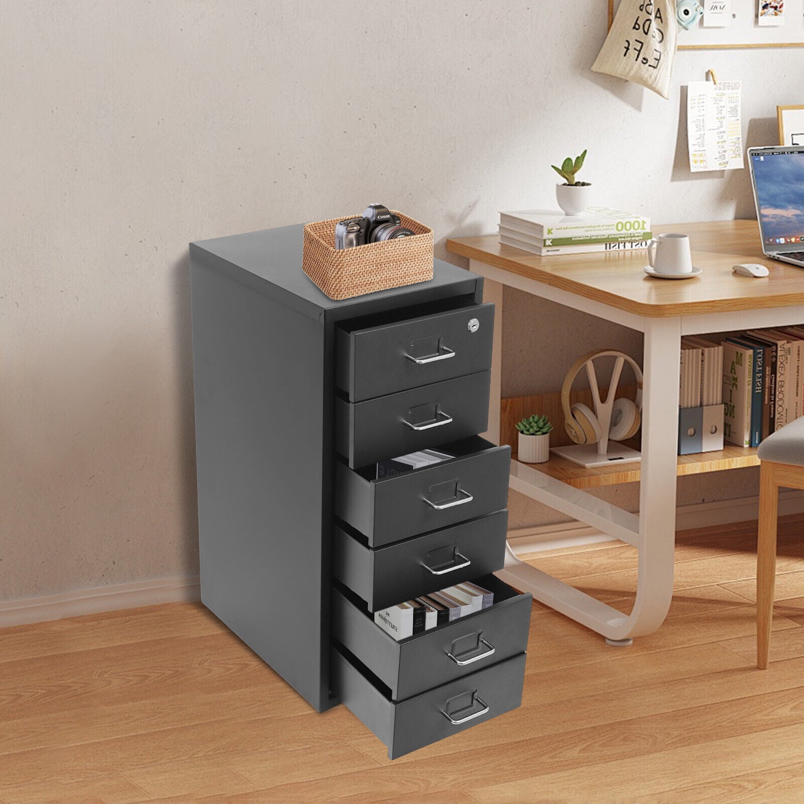 Cold-rolled Steel Vertical File Cabinet, Black Metal File Cabinet with Lock, Filing Cabinet