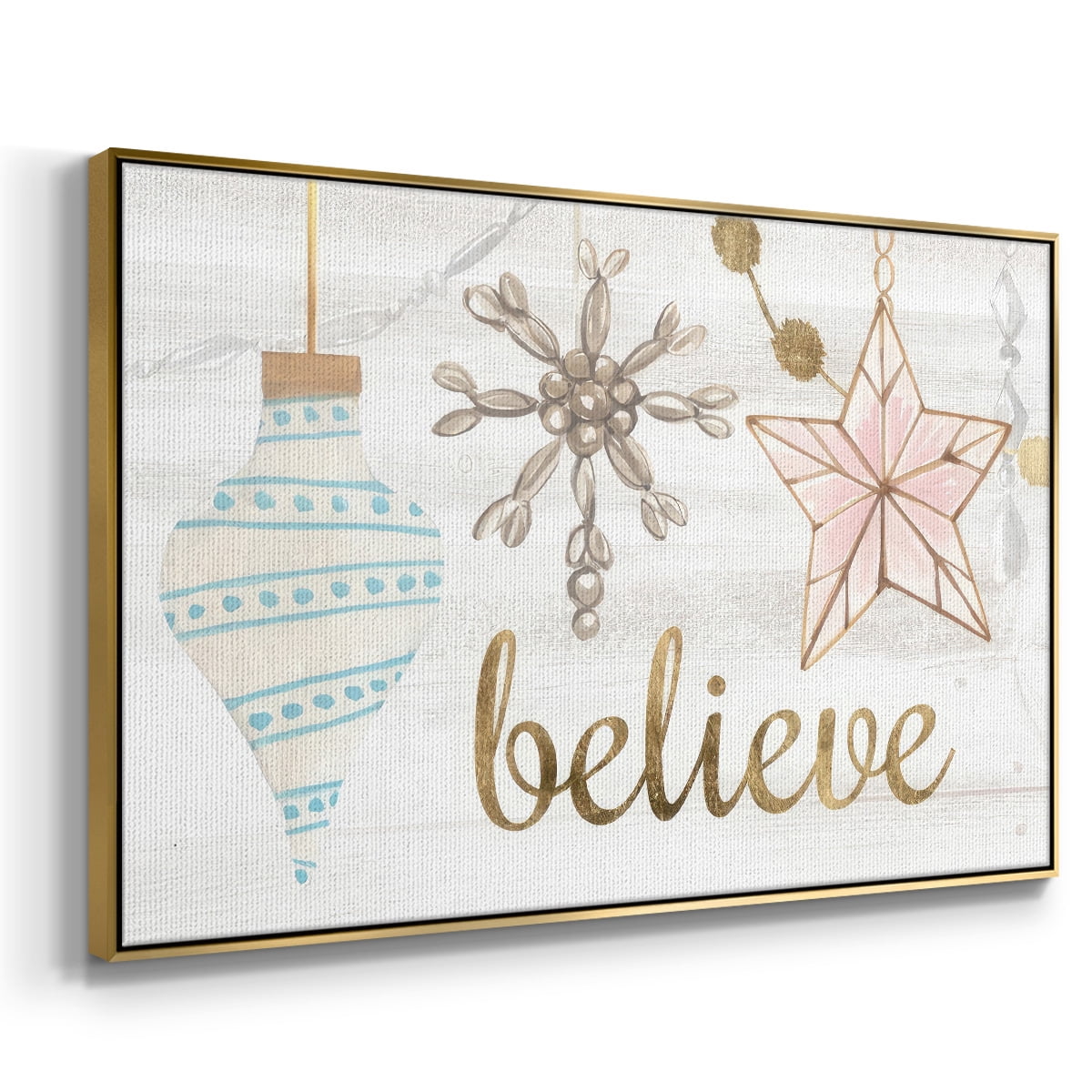 Elegant Ornaments Collection A - Framed Gallery Wrapped Holiday Canvas - 17 x 25 - Gold Frame