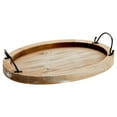 Oval Wooden Serving Tray with Handles, Decorative Platter for Coffee