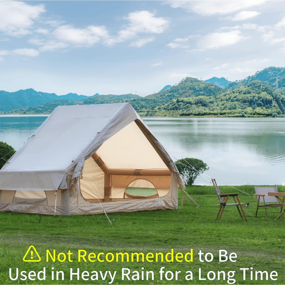 Tcbosik 4-6 Person Inflatable Camping Tent with Pump, Waterproof Glamping Tent with 12 Mesh Windows, 4 Season Easy Setup Blow Up Tent for Beach, Picnic, BBQ, Khaki