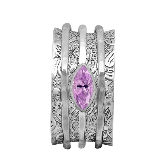 6X3mm Marquise Pink Amethyst 925 Sterling Silver Meditation Spinner Women Wedding Ring