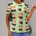 thumbnail image 3 of Cute Red Panda Pattern-3 Women's Short Sleeve Tops Casual Blouses T Shirt, 3 of 7