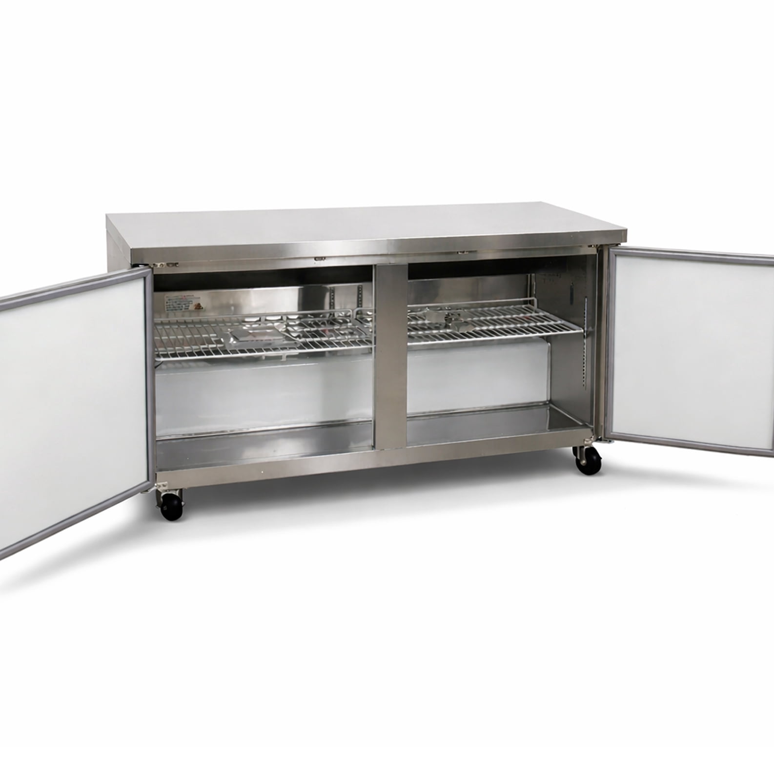 NSF 60" Commercial Undercounter Refrigerator – 2 Door Stainless Steel Worktop Cooler