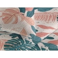 thumbnail image 3 of Ambesonne Tropical Quilted Bedspread Set 3 Pcs, Simple Monstera Palm Art, King, Coral Dark Teal Peach, 3 of 4