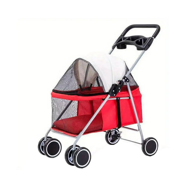 Coche Transportador Tipo Carreola Para Mascotas Chicas o Medianas Color Rojo Elegate