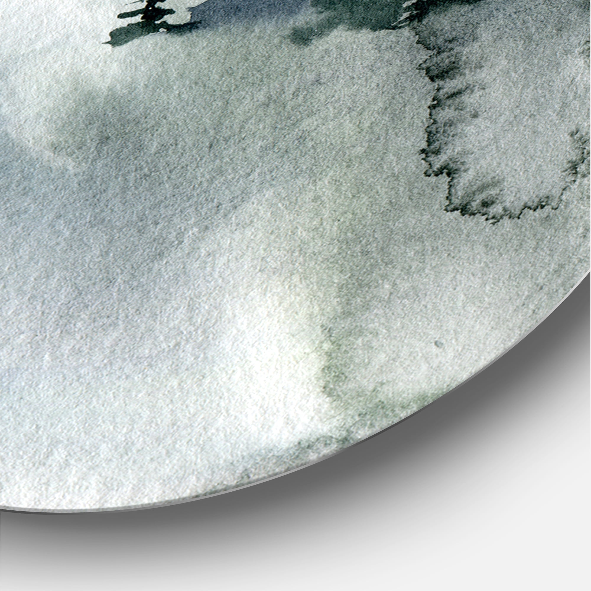 Designart 'Minimalistic Snowy Fir Trees With Winter Forest' Modern Circle Metal Wall Art 36x36 - Disc of 36