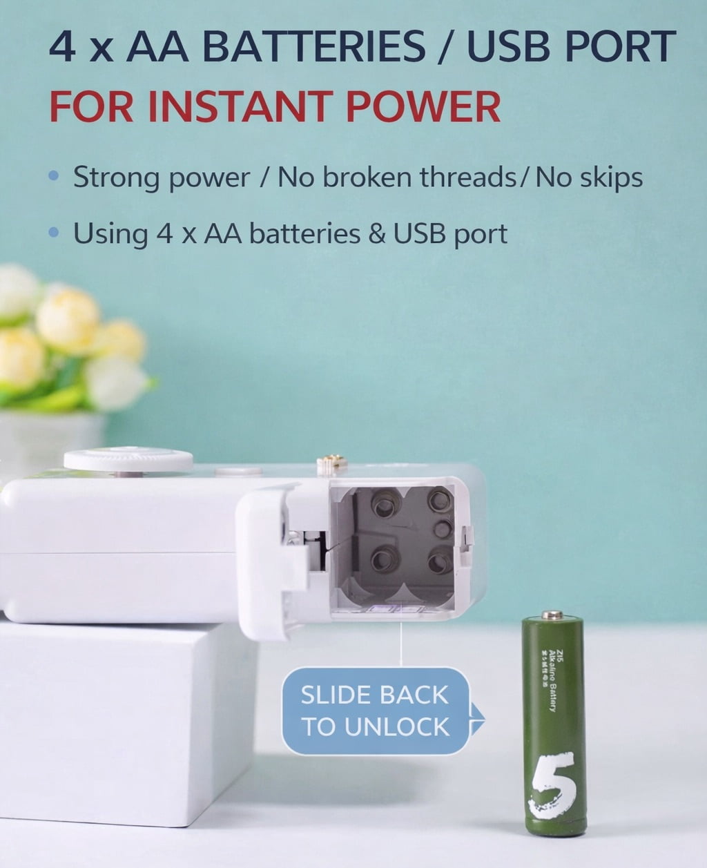 Handheld Sewing Machine - Mini Portable Electric Sewing Machine for Beginners - Quick Sew Tool for Fabric, Clothing, Kids' Cloth, Home DIY & Travel - Battery or Power Adapter Operated