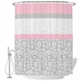 thumbnail image 2 of Pink Grey Waterproof Fabric Shower Curtain,Chic Garden Floral Stripe Aesthetic Flower Boho Waterproof Fabric Shower Curtain for Bathroom Curtains Bathtubs Shower Curtains with 12 Hooks Stall 54x78in, 2 of 8