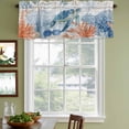 thumbnail image 6 of 2 Pack Sea Corals Turtle Valance for Window Summer Beach Sea Stars Wood Grain Kitchen Valance Rod Pocket Short Curtain Topper Decorative Window Treatment for Living Room Bedroom 54"x18", 6 of 9