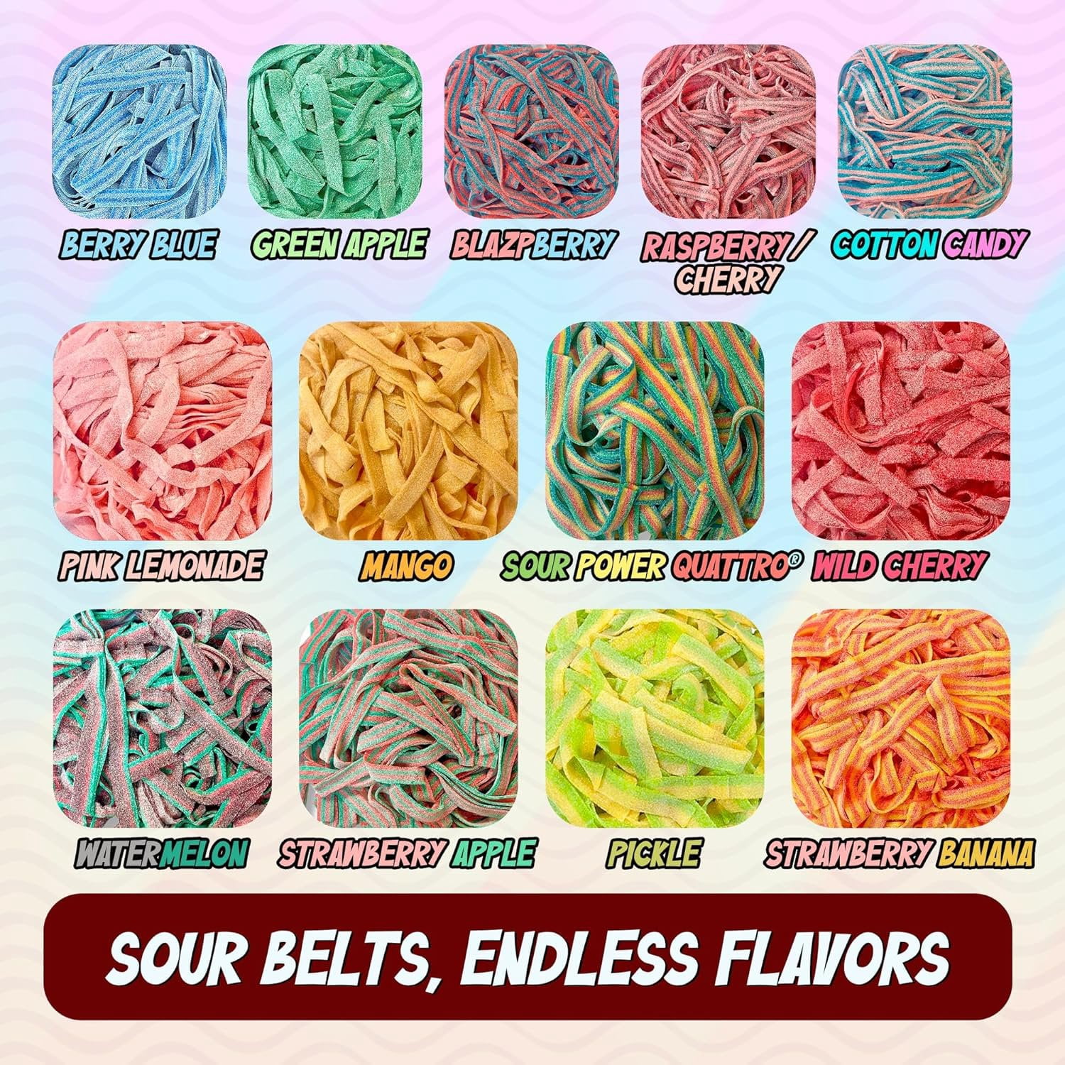 Sour Power Premium Strawberry Candy Belts 6.6 lb Bulk Bag